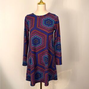 Anthropologie Everly Multicolor Geometric Long Sleeve Dress
